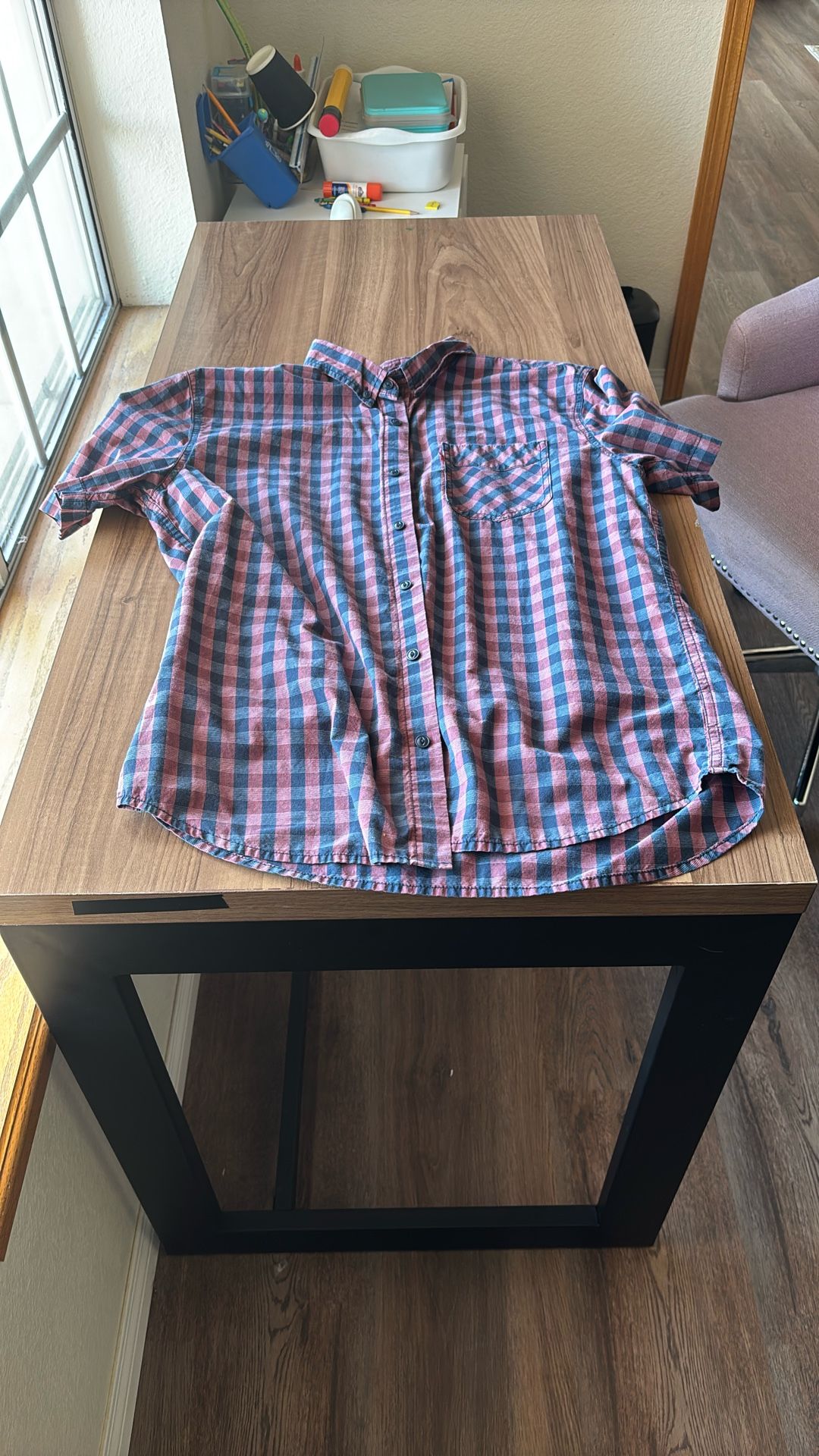 Plaid Casual Button Down Shirt Size L