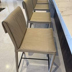 Cattelan Italia Leather Counter Stools – Set of 4 (Like New)