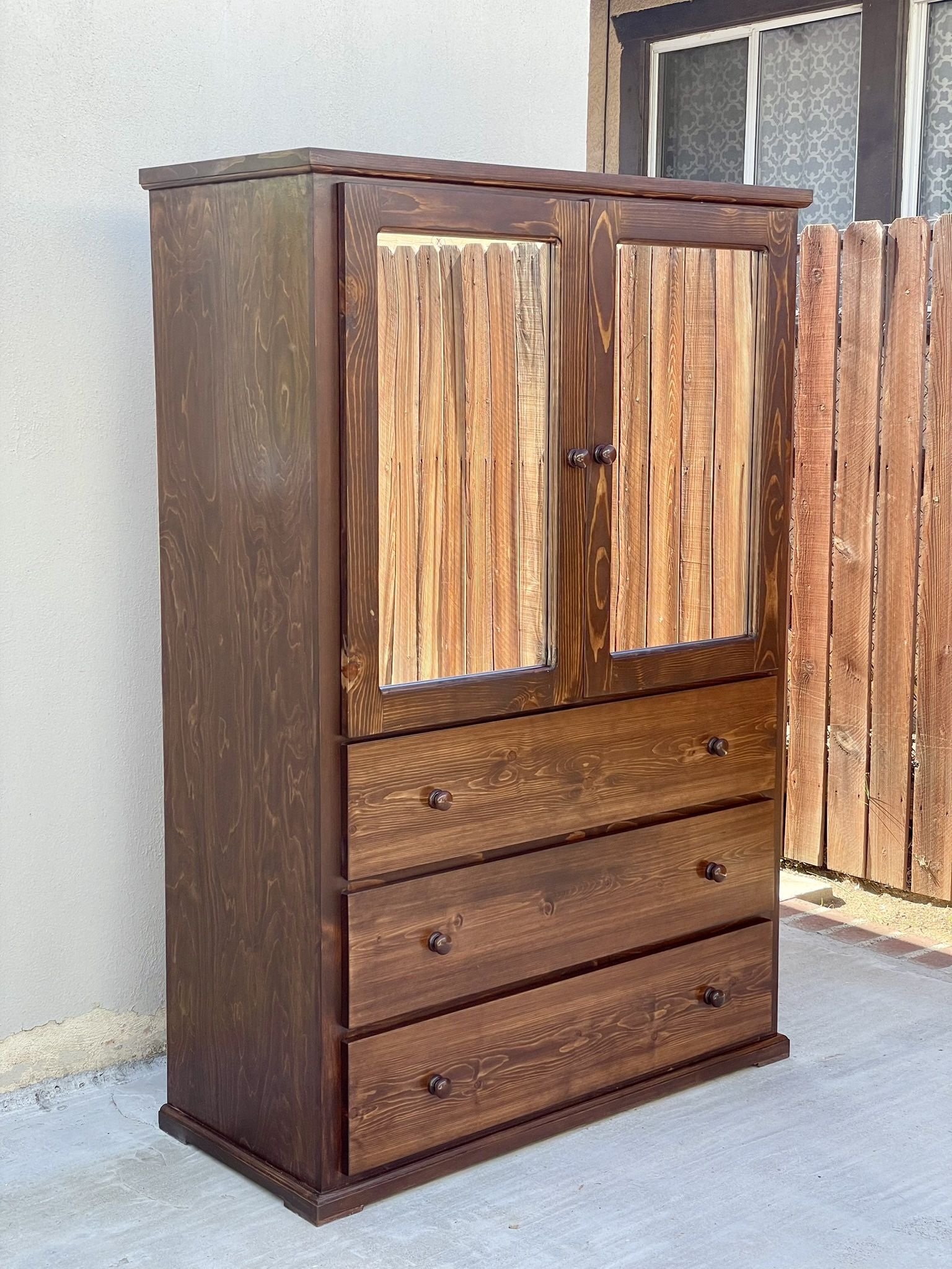 Solid Wood Brown Wardrobe Closet