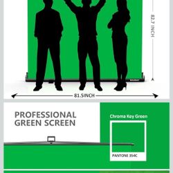 Wider Style】 RAUBAY 78.7 x 82.7in Large Collapsible Green Screen Backdrop Portable Retractable Chroma Key Panel Photo Background with Stand for Video 