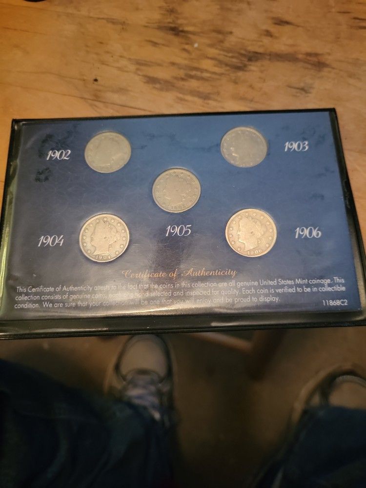 Set Of Nickles 1902 Thru 1906