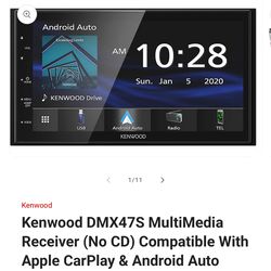 Kenwood DMX47S MultiMedia Receiver (No CD) Compatible With Apple CarPlay & Android Auto
