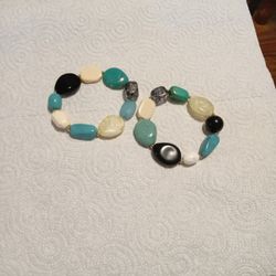 8 inch Onyx, Turquoise & Pearl Stones (Handmade)