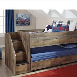 Signature Design by Ashley® Trinell Rustic Brown Youth Twin Loft Bed with Pull-out Caster Bed
