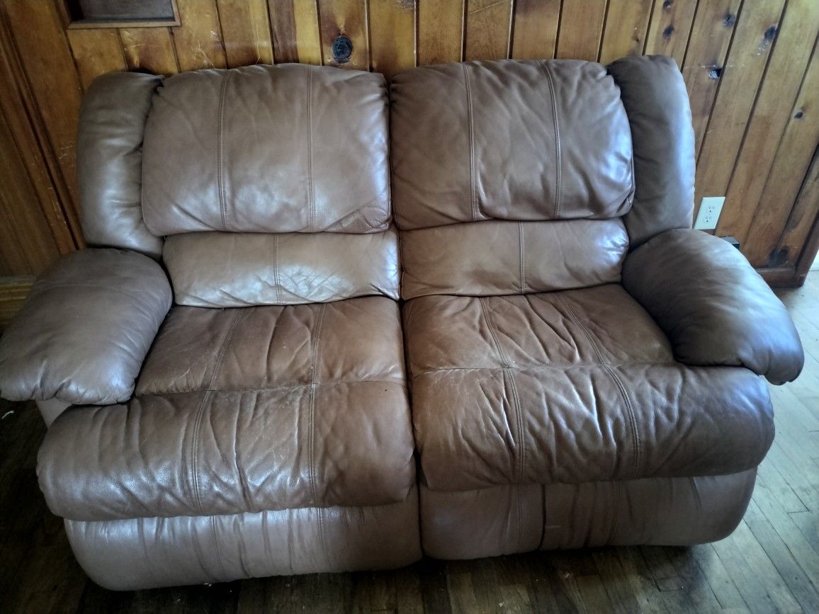 Leather Reclining Loveseat