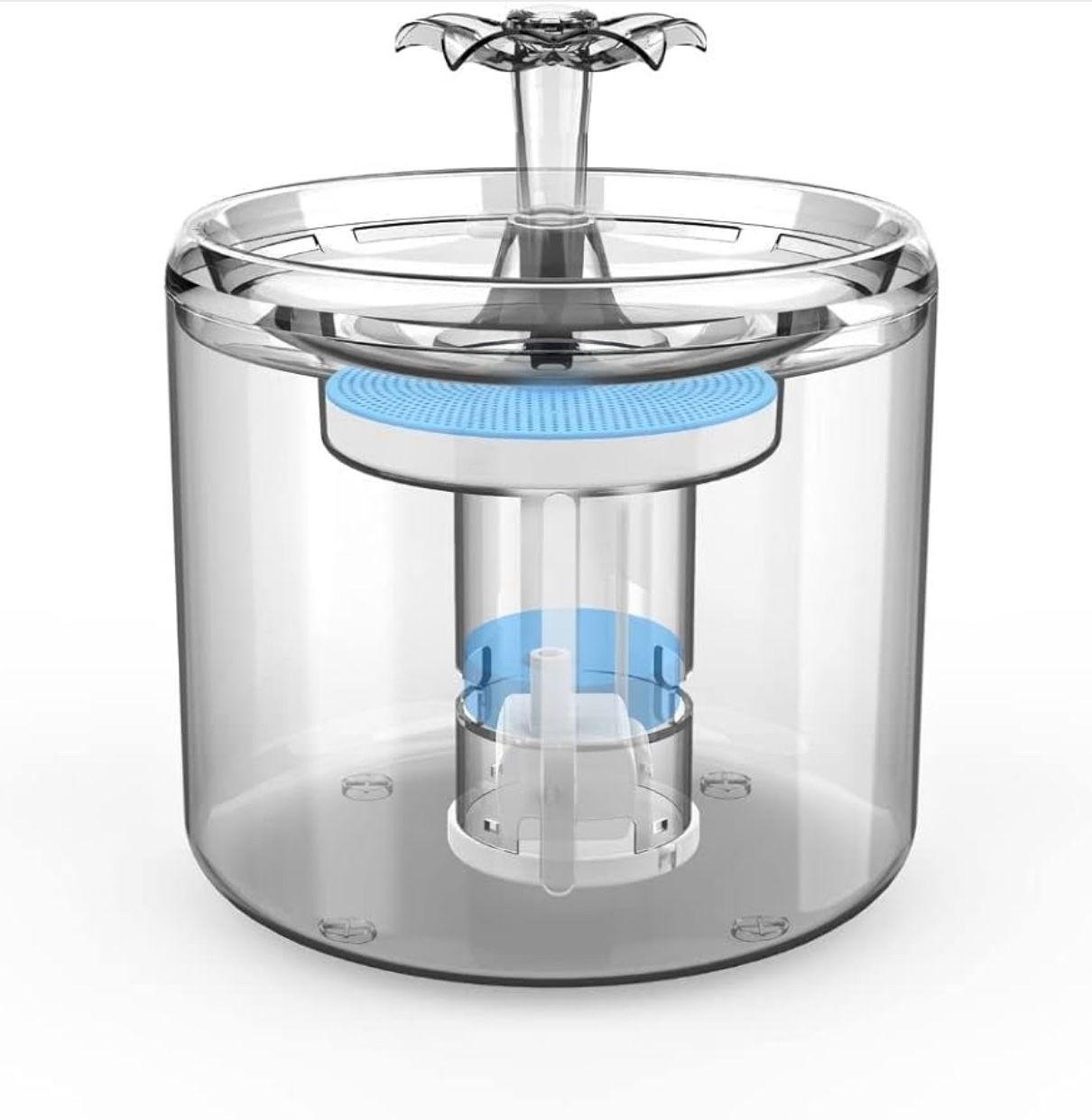 Floofi Cat Water Fountain for Drinking,88oz/2.6L Automatic Pet Fountain Dispenser Transparent with Adjustable Pump for Cats, Small Dogs and Puppy Indo