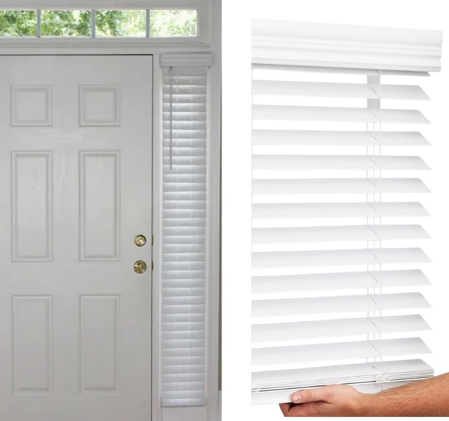 allen + roth Trim at Home 2-in Cordless White Faux Wood Room Darkening Plantation Blinds (Common: 9-in; Actual: 8.5-in x 72-in)