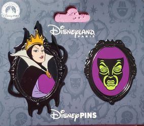Disneyland Paris DLP 2025 Evil Queen and  Magic Mirror Pin Set Snow White Villains Sidekicks