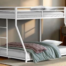 Brand New White Twin Over Full Solid Metal Bunk Bed 