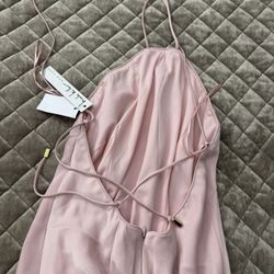 New Nicole  Miller Long Open Back Pink Dress Size4