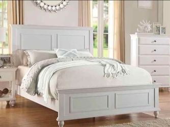 White Wood Panel Bed Frame