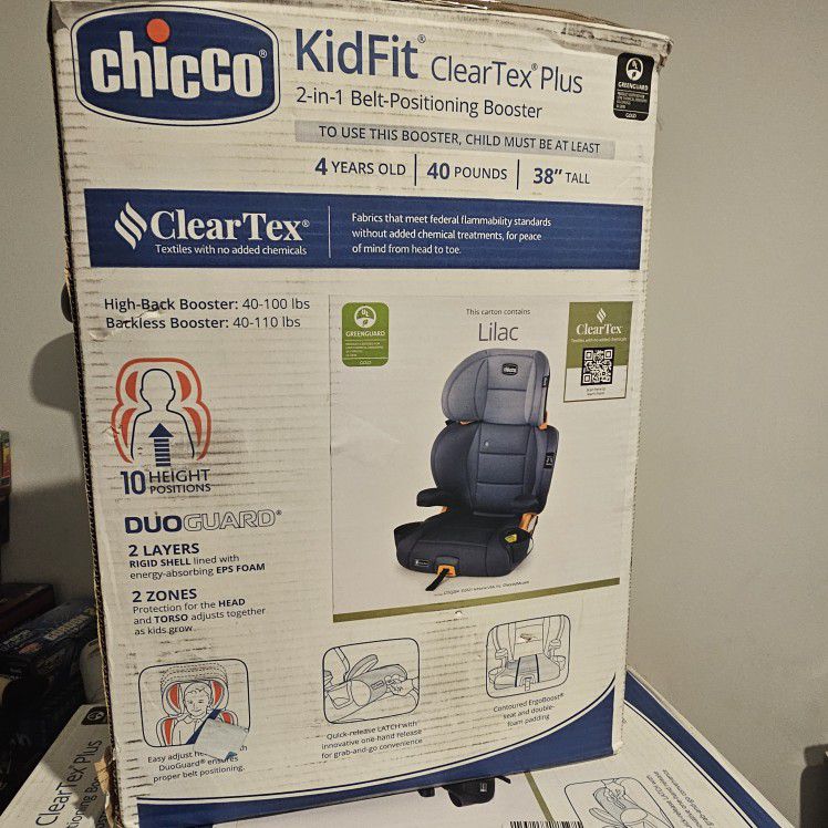 Chicco KidFit 0(contact info removed)070 ClearTex Plus 2-in1 Booster Car Seat Exp 010/30 New