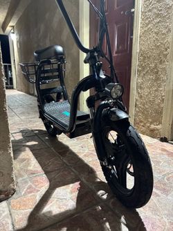 Black Electric Scooter with Rear Basket