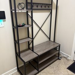Hall Tree 47.2” wide with Bench And Shoe Storage 