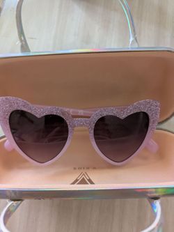 Lucent products pink heart shaped sunglasses with  unicorn case kids New