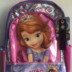 (NEW) (1 AVAILABLE) SOFIA THE FIRST I’M IN PRINCESS SCHOOL ROYAL PREP ACADEMY BACKPACK - (MSRP: $24.99)