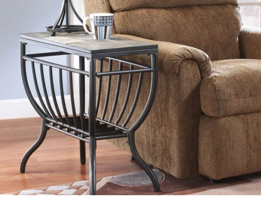 End Table with tile top and glass