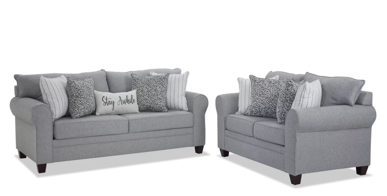Love Seat & Sofa (BOBS’ Furniture) Grey
