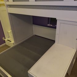 White Bunk Bed With Extended Desk