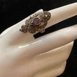 Stunning Sterling, Marcasite & Amethyst Ring
