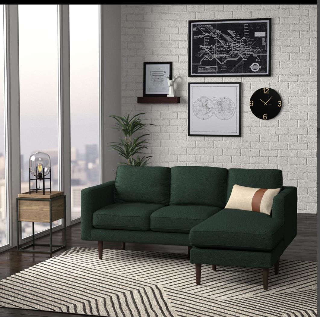 Amazon Brand – Rivet Revolve Modern Upholstered Sofa with Reversible Sectional Chaise, 80"W, Heritage Green TOP DOLLA