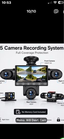 W8 5-Camera Dash Cam Recording System/ Cámara Para Auto