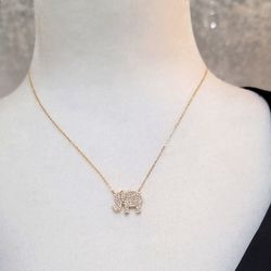 NEW Gold Elephant Sparkle Rhinestone Pendant Necklace