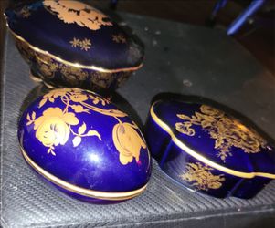 Set of 3 Limoges France Trinket Boxes-Vintage