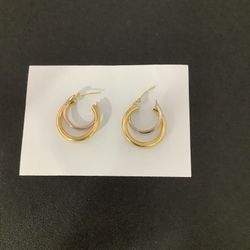 14k Two Tone Gold Hoop Earrings 