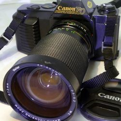 Canon T50 35mm Slr Film Camera With Free Vivitar 28-205mm Fd Lens - Camera Works