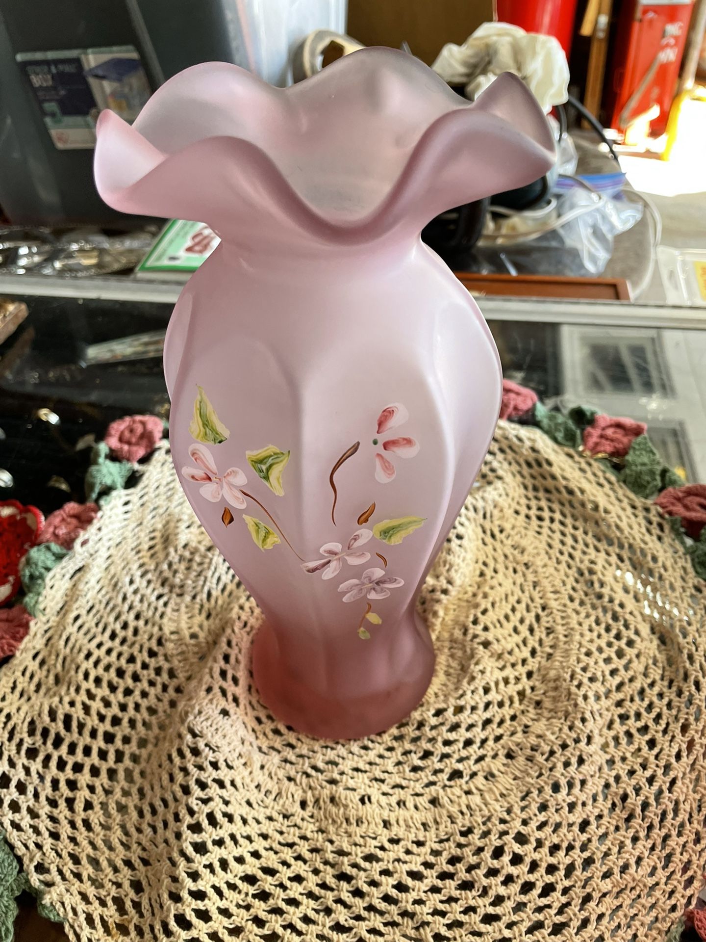 8 Inch Lavender Vase With Flowers