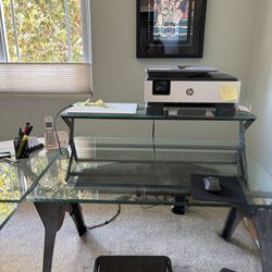 Gorgeous, Sculptural Desk Of Iron And Glass