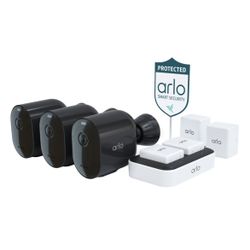 Arlo - Pro 4 Spotlight Camera Security Bundle - 3 Wire-Free Cameras Indoor/Outdoor 2K with Color Night Vision (12 pieces) - Black