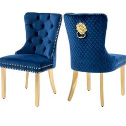 Dining Chairs Blue Tufted