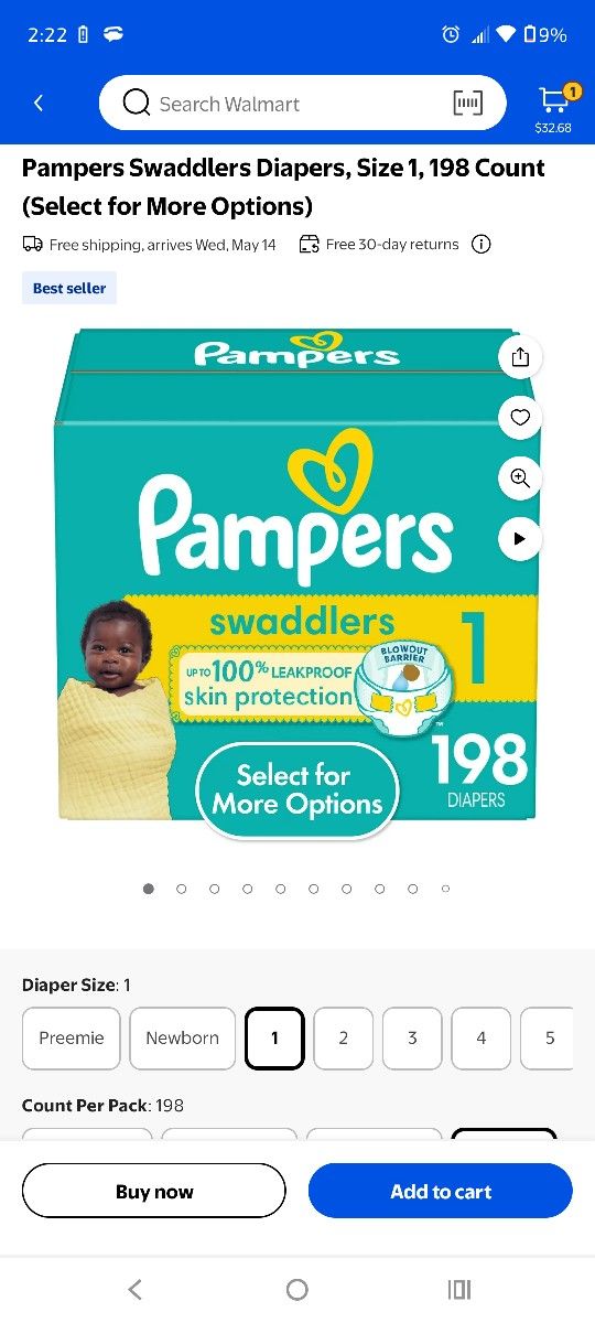 Pampers Size 1 Diapers