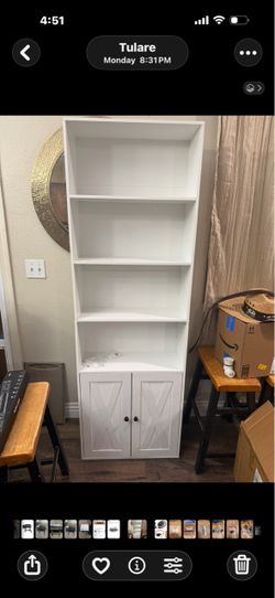 White Bookcase with Cabinet Doors