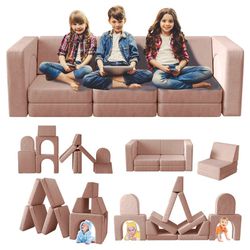 Chesterle Kids Couch 12PCS, Modular Kids Couch for Playroom Bedroom, 12 in 1 Multifunctional Couch
