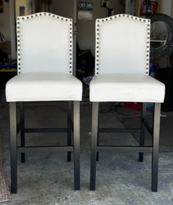 2 White Faux Leather 27.5” Bar Stools