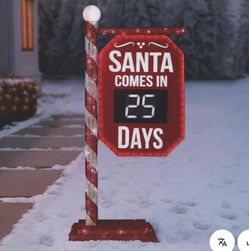 Pre Lit Santa Countdown Sign