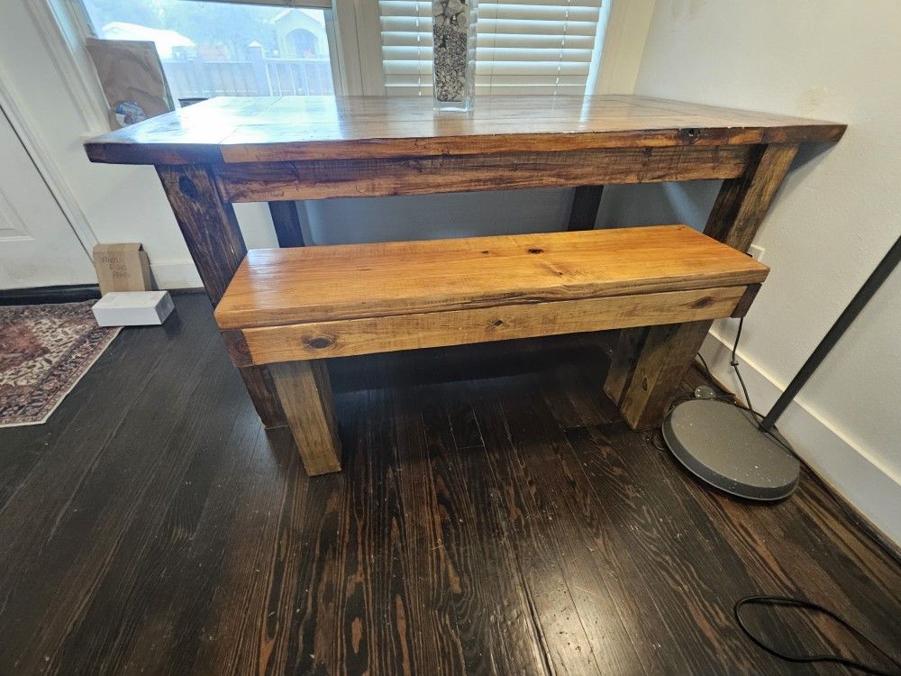 Wooden Table And Bench