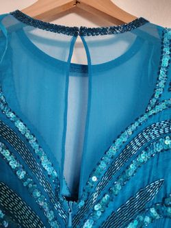 aj bari beaded dress 1980s AJ Bari Black Silk Dress Asymetrical Beaded w/ Sequins – Modig main image 1
