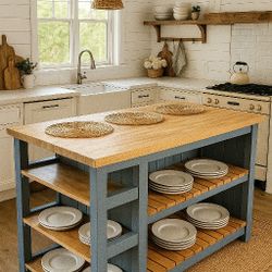Rustic Farmhouse Kitchen Island.