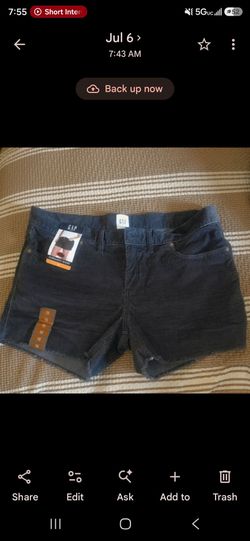 Gap Corduroy Gray Cut-Off Frayed Hem Short Shorts, Size 12. New w/tags