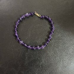 14k Gold Amethyst Beaded Bracelet 