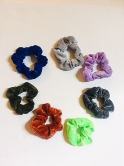 7 velvet soft & silky hair scrunchies bundle
