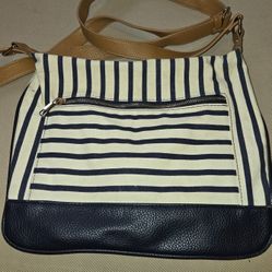 New Day Off White/Navy Canvas Purse Bag