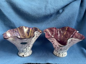 Handblown KROSNO JOZEFINA Art Glass Purple Handkerchief Vase ~ Made In Poland