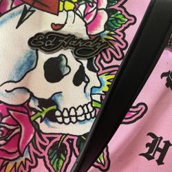 Ed Hardy Pink Skull Print Bag