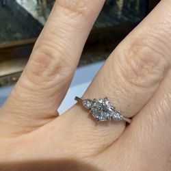 14K White Gold Natural Diamonds Engagement Wedding Ring 