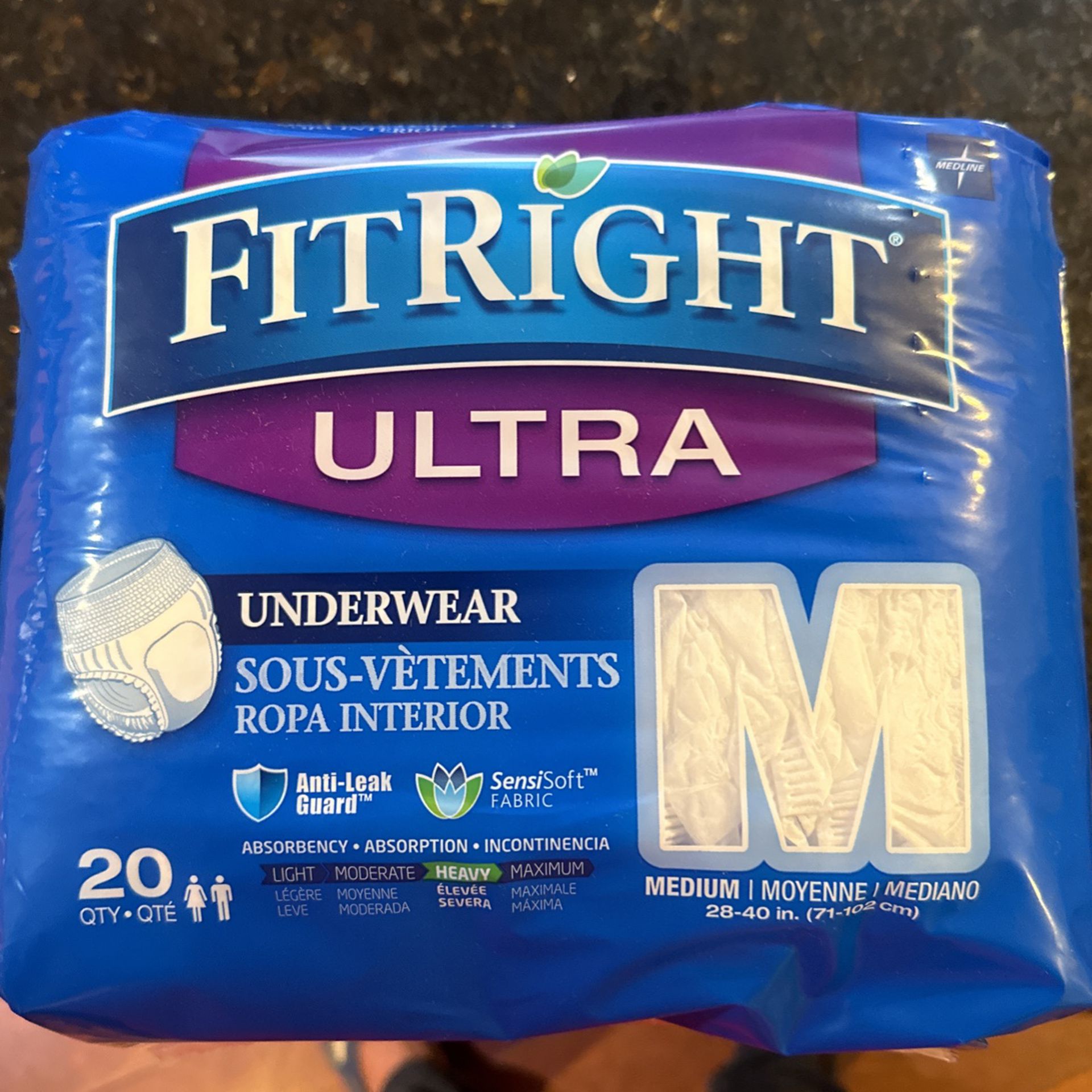 FitRight Ultra Underwear Size medium. 4 Packs Of 20